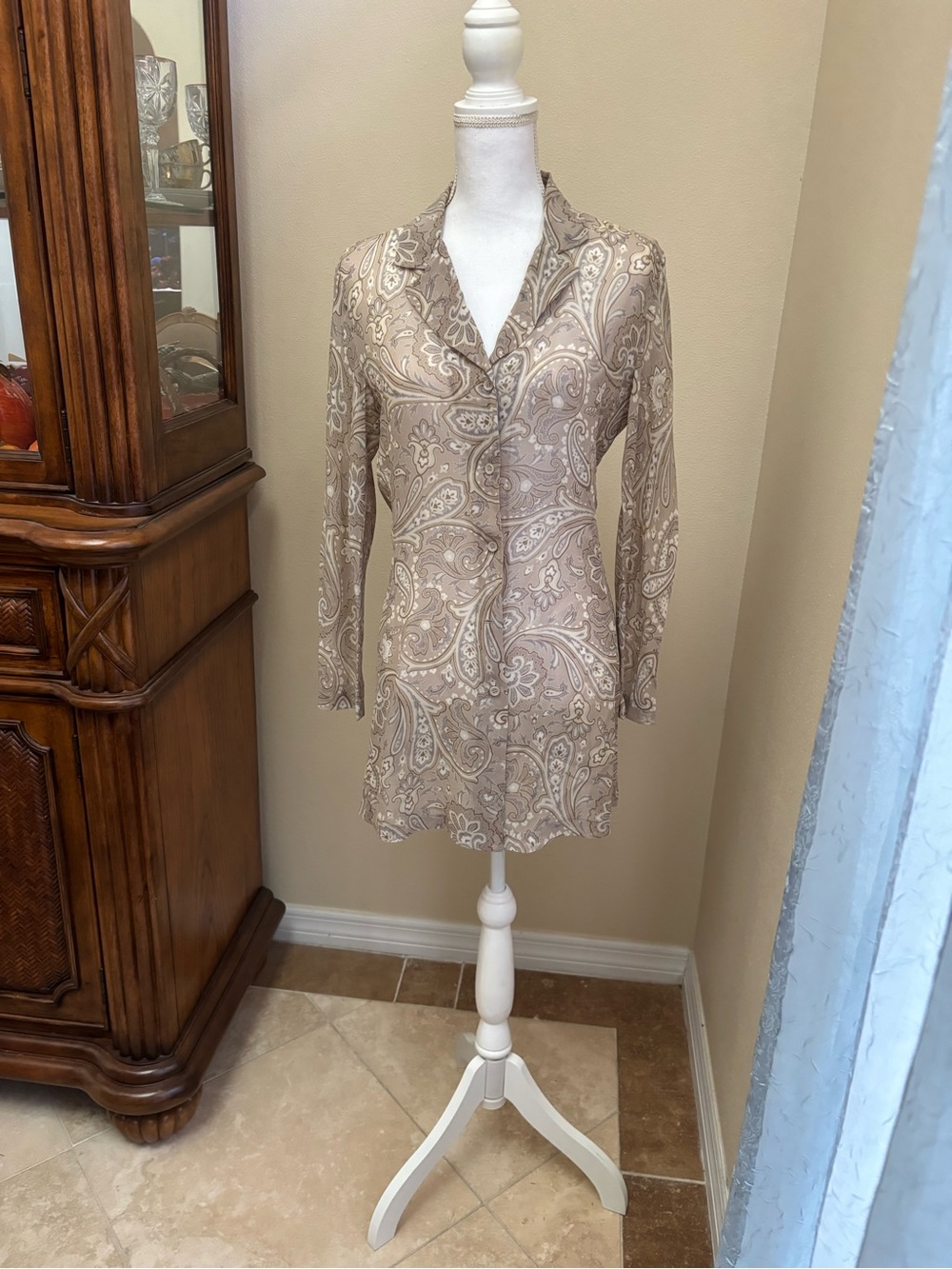 Express Taupe and Lilac Paisley Blouse